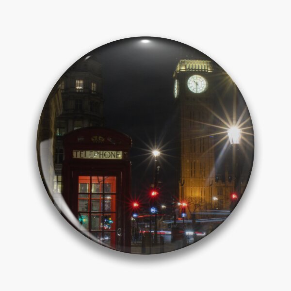 Item preview, A red Phone booth at night with Elizabeth Tower  designed and sold by Camille Bouchard.