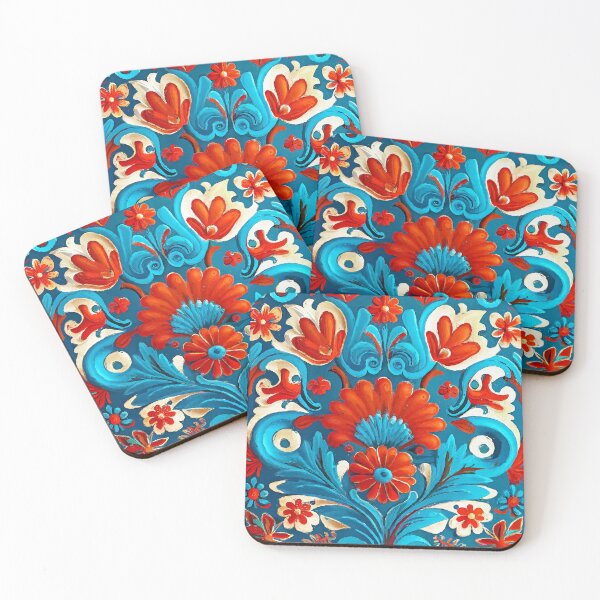 Item preview, Folklore motif red blue designed and sold by JBJart.