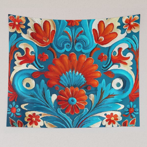 Item preview, Folklore motif red blue designed and sold by JBJart.