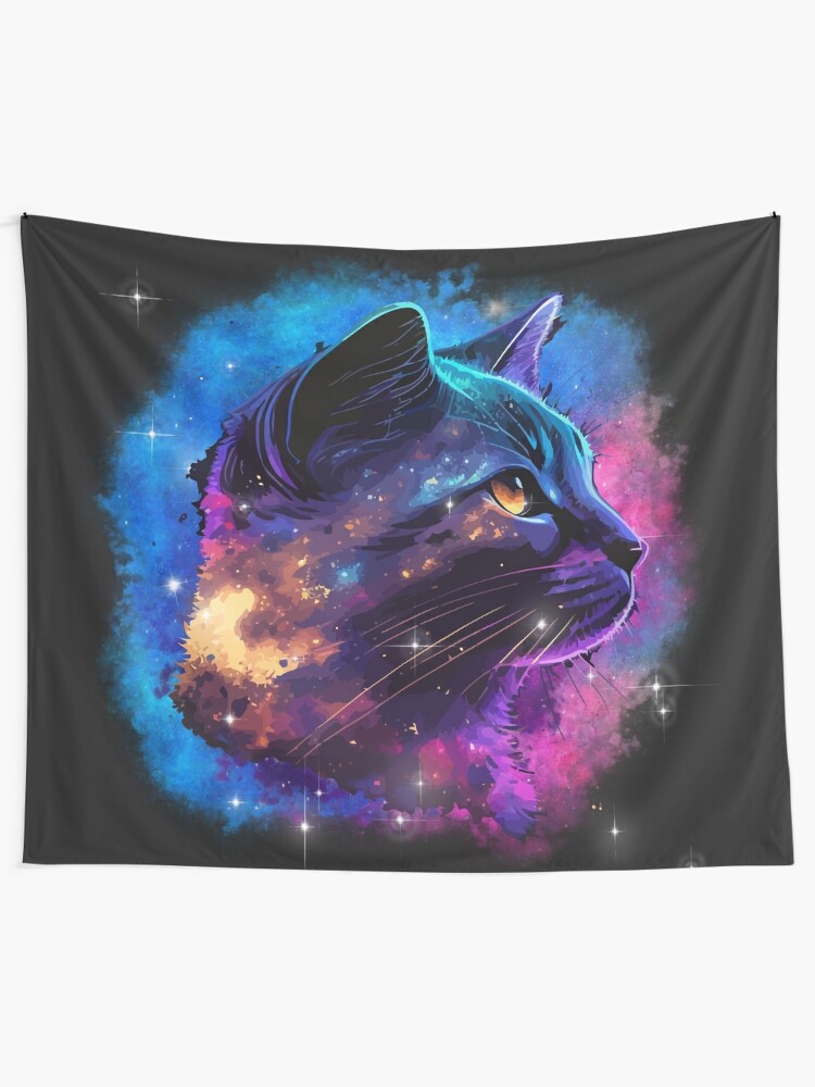 Disover Galaxy Space Cat design styled Tapestry