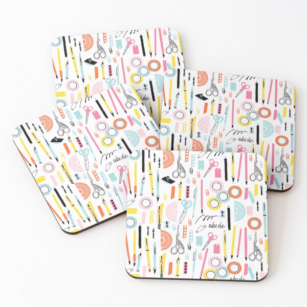 Item preview, Cute Art Supplies with pens, pencils, scissors and washi tape designed and sold by kapotka.