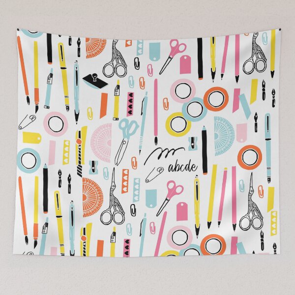 Item preview, Cute Art Supplies with pens, pencils, scissors and washi tape designed and sold by kapotka.