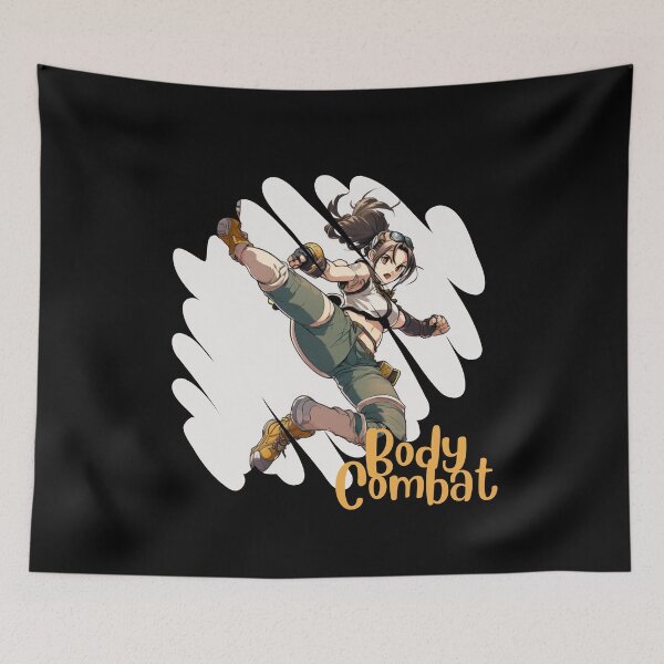 Item preview, Confident Cartoonish Anime Lady Doing Body Combat Kick designed and sold by Cute-Jory-Store.