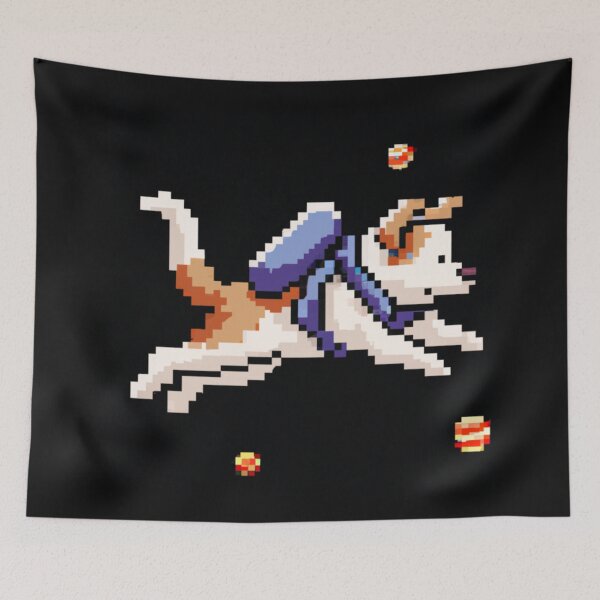 Aperçu de l'œuvre Le chien de l'espace pixélisé créée et vendue par The Iconic Minimalist.