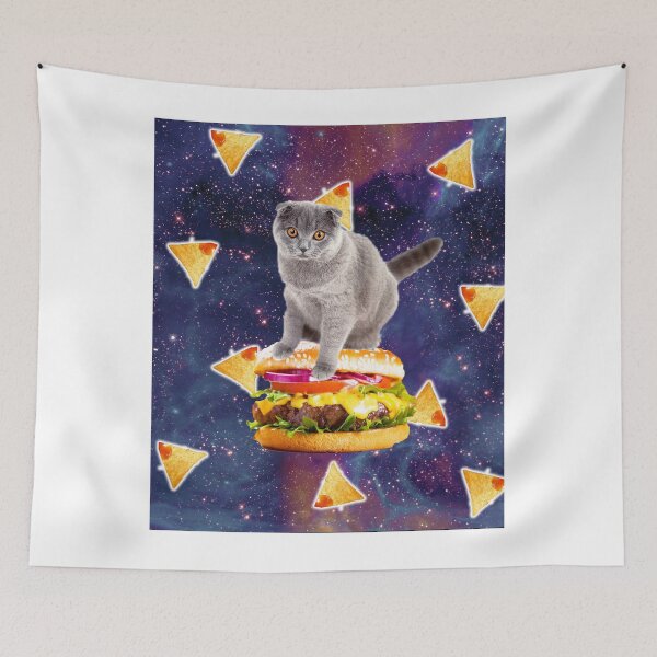 Item preview, Space Kitty Cat Riding Burger With Nachos  designed and sold by SkylerJHill.