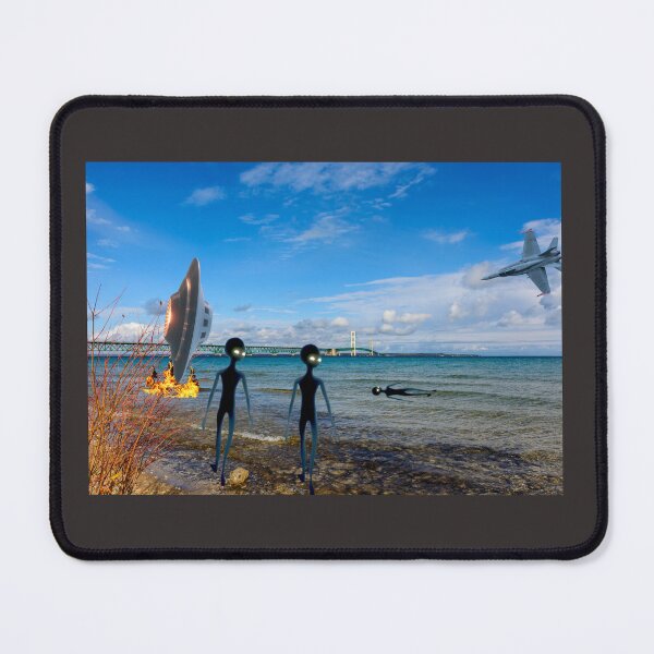 Item preview, JET SHOOTS DOWN UFO OVER LAKE HURON - ALIENS EMERGE FROM CRAFT designed and sold by TechLaughs.
