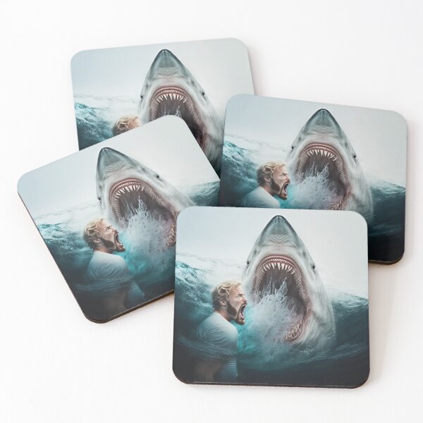 Item preview, furious white shark and blond Surfer designed and sold by Arthoughts.