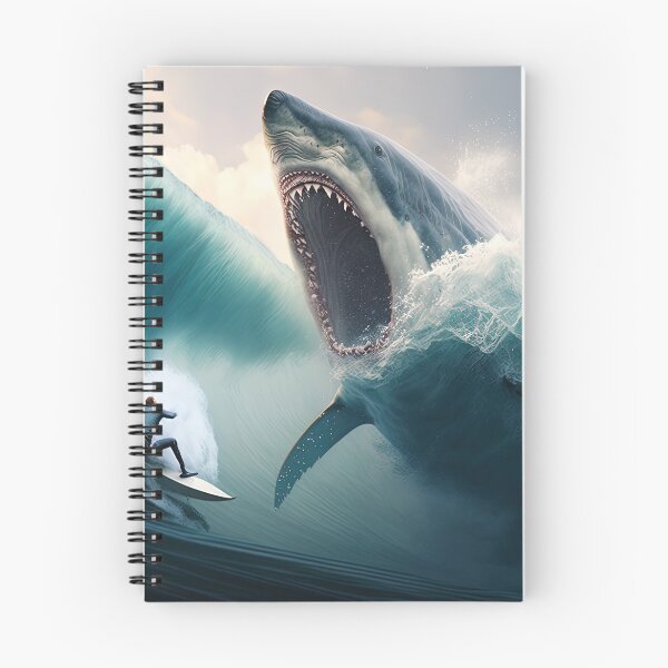 Item preview, white shark attacking surfer designed and sold by Arthoughts.