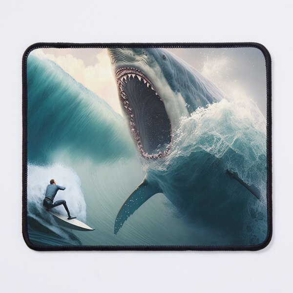 Item preview, white shark attacking surfer designed and sold by Arthoughts.