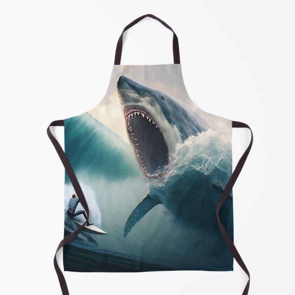 Item preview, white shark attacking surfer designed and sold by Arthoughts.