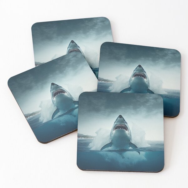 Item preview, white shark jumping designed and sold by Arthoughts.