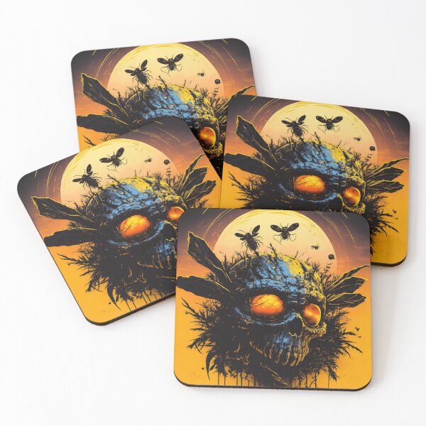 Item preview, Winged Post Apocalyptic Cyberpunk Skull And Insects designed and sold by Nightarcade.