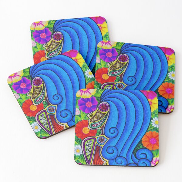 Item preview, Artistic woman painting and colorful flowers designed and sold by KanyaluckArtist.