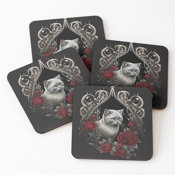 Artikelvorschau, Gothic White British Shorthair entworfen und verkauft von Nocturne Paws.