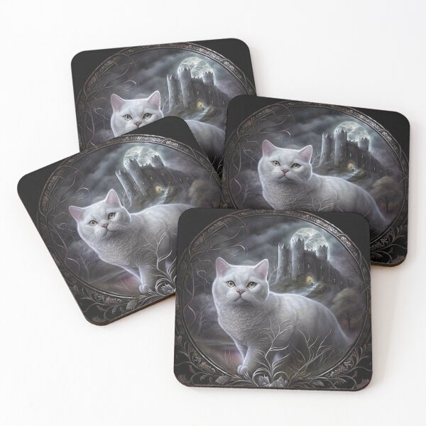 Artikelvorschau, White British Shorthair Amongst Castles entworfen und verkauft von Nocturne Paws.