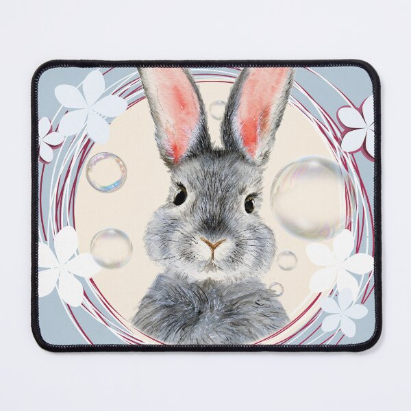 Item preview, Watercolor bunny on the blue background designed and sold by MaryWatercolor.