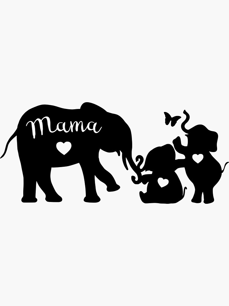 maman et bébé éléphant silhouette