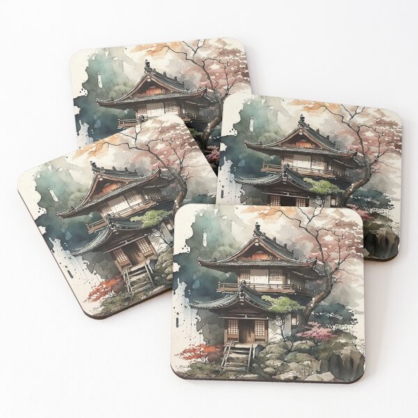 Item preview, watercolor colors style of ancient Japan house designed and sold by sungat003.