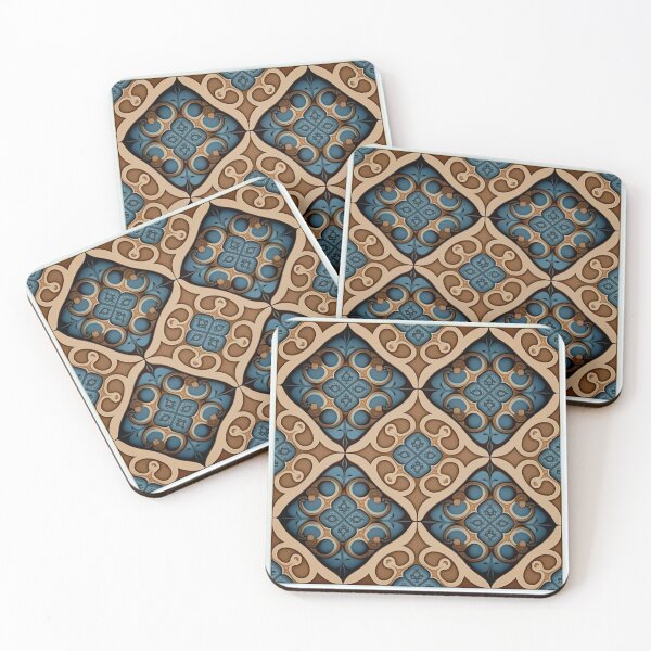 Item preview, Gold Blue Ornamental Plaid Pattern designed and sold by Juliascutecornr.