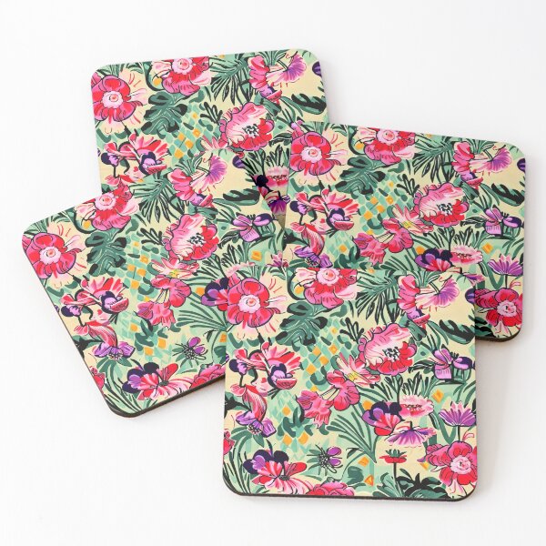 Item preview, 1940s Inspired Textile Print | Multicolored Abstract Flowers III designed and sold by clubnoirai.