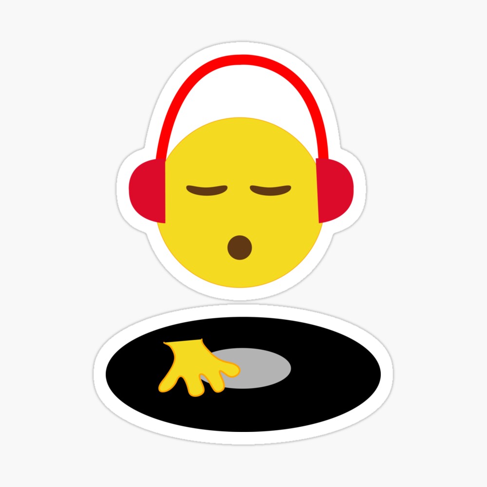 forstene Temmelig Mangler "Emoji DJ Disc Jockey Scratch Vinyl Record Turntable Retro Design" Sticker  for Sale by customshirtgirl | Redbubble