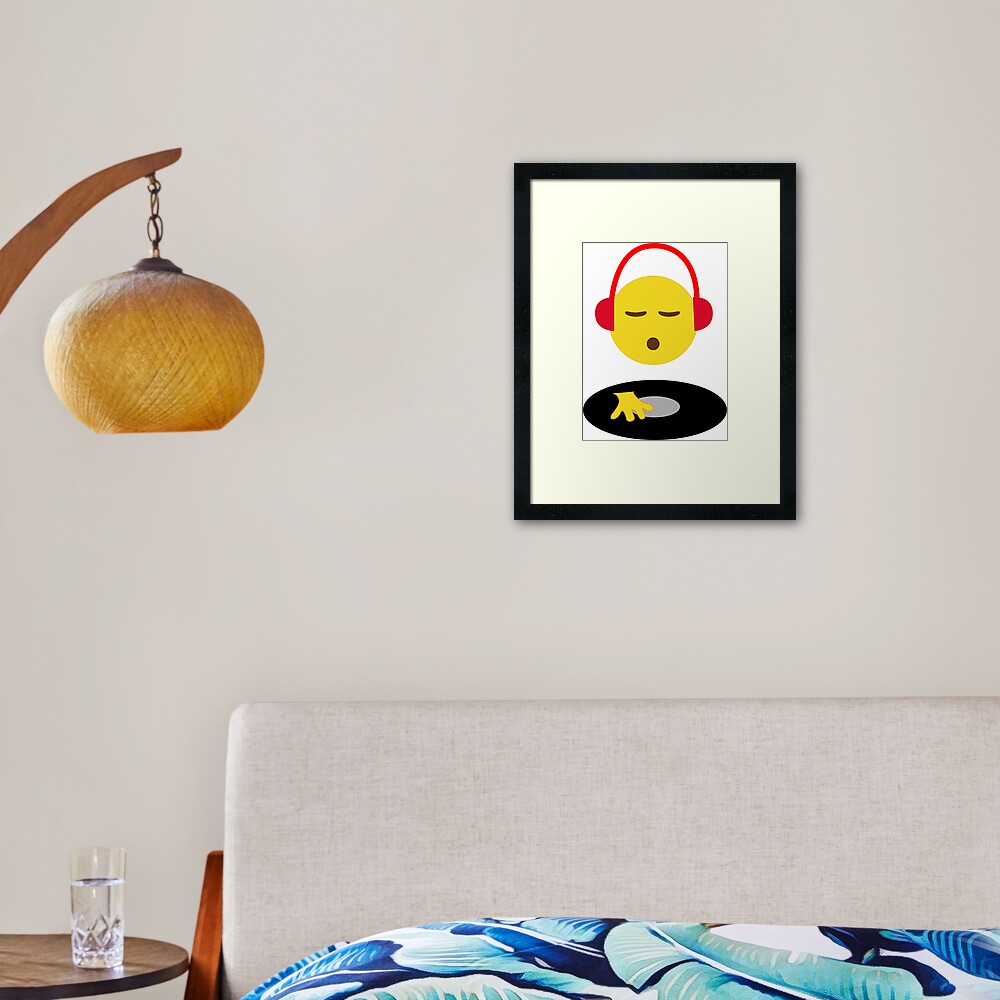 "Emoji DJ Disc Jockey Scratch Vinyl Record Turntable Retro Design