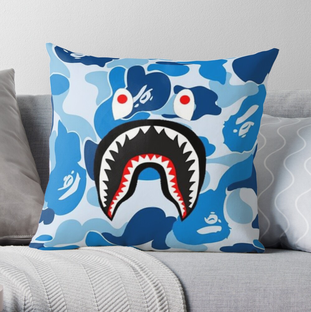 Blue Bape Throw Pillow by Decobyamina