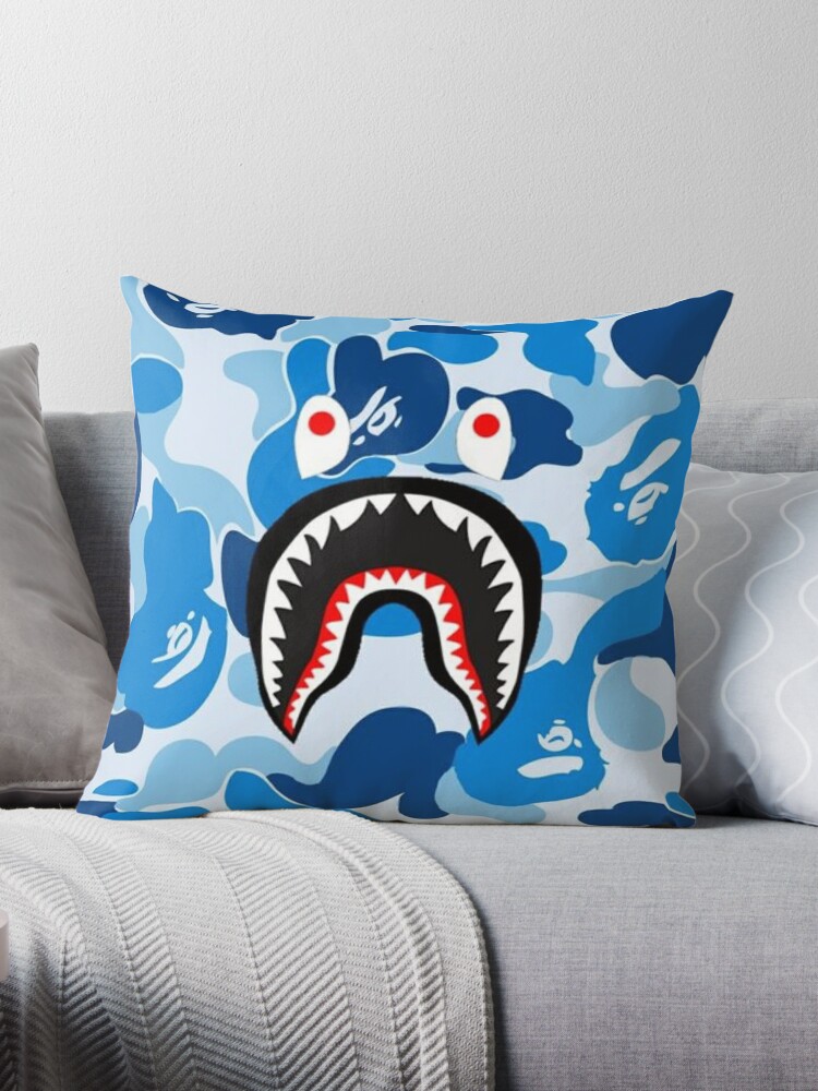 Blue Monster Bape Throw Pillow by Decobyamina