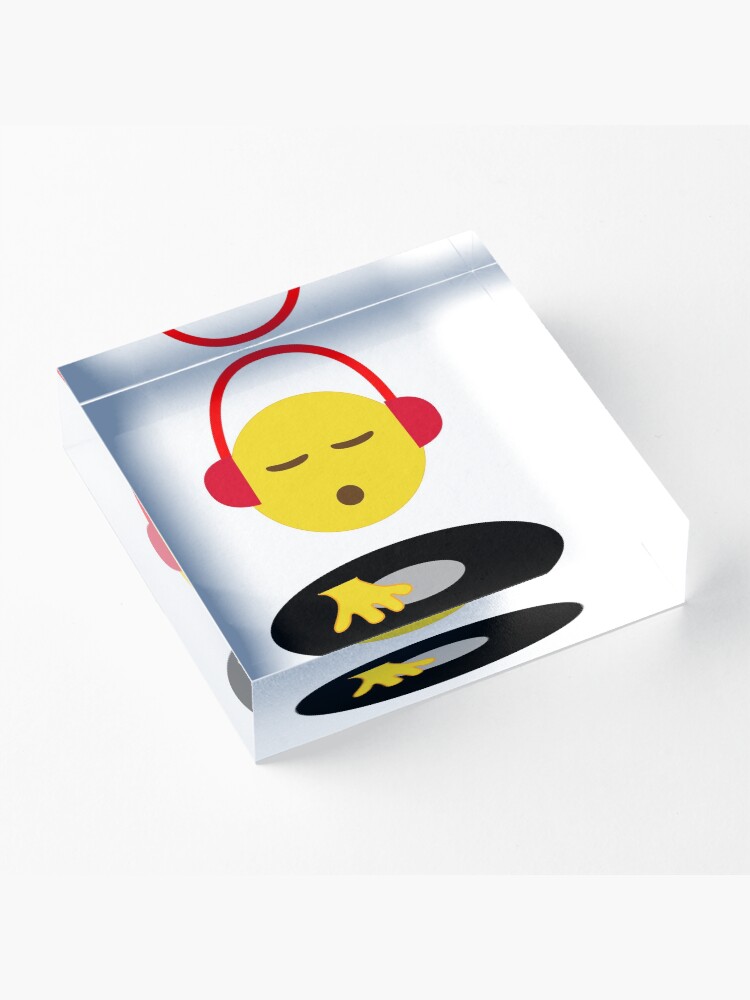 "Emoji DJ Disc Jockey Scratch Vinyl Record Turntable Retro Design