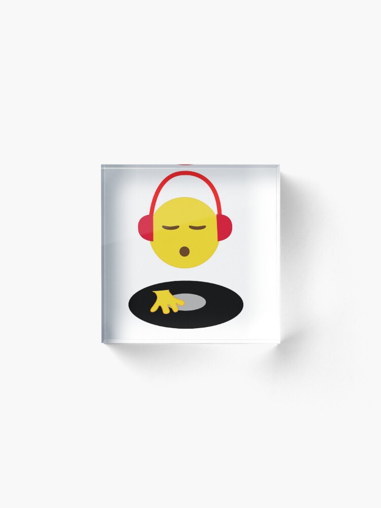 "Emoji DJ Disc Jockey Scratch Vinyl Record Turntable Retro Design