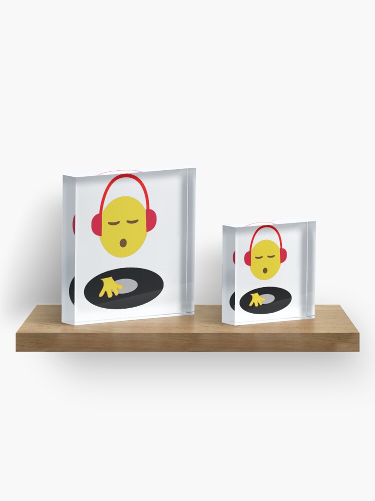 "Emoji DJ Disc Jockey Scratch Vinyl Record Turntable Retro Design