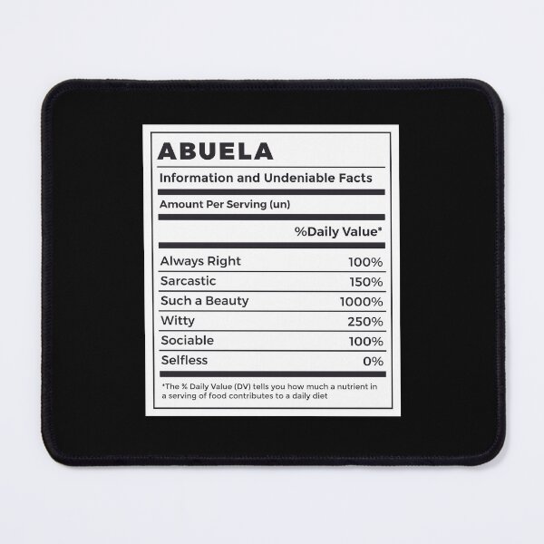 Item preview, Funny Abuela Nutritional Facts designed and sold by MrEddie10.