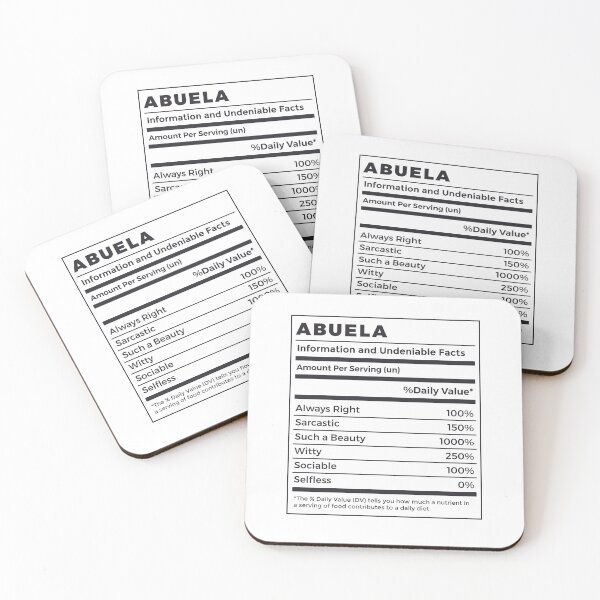 Item preview, Funny Abuela Nutritional Facts designed and sold by MrEddie10.