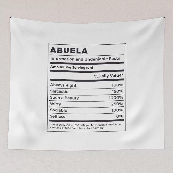 Item preview, Funny Abuela Nutritional Facts designed and sold by MrEddie10.