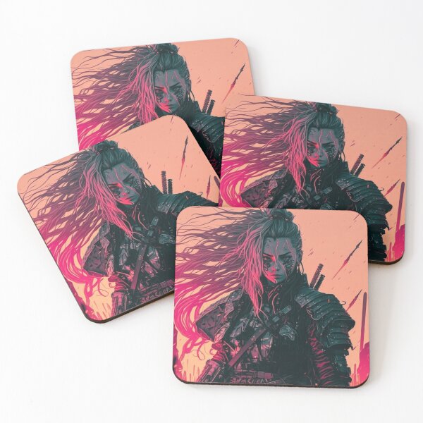 Item preview, 80s Cyberpunk Female Samurai On A Battlefield designed and sold by Nightarcade.