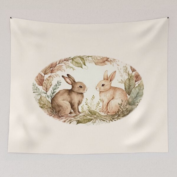 Item preview, a pair of cute rabbits in the leaves designed and sold by ezps.