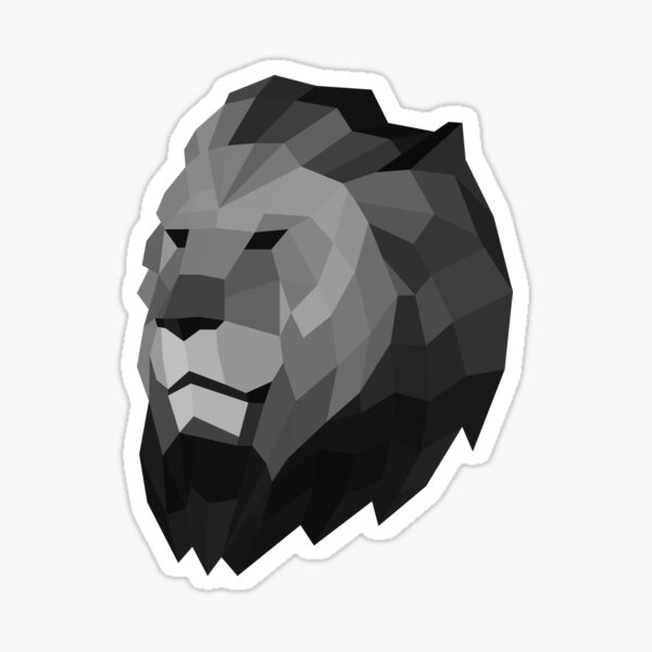 Grey Geometric Lion Head