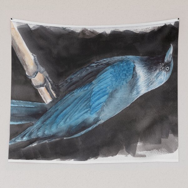 Item preview, Watercolor beautiful western jackdaw designed and sold by MaryWatercolor.