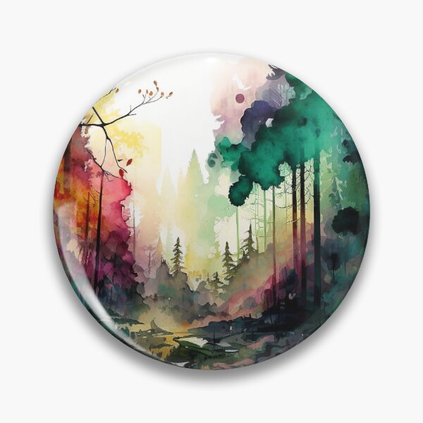 Item preview, colorful forest watercolor painting designed and sold by shokA Design.