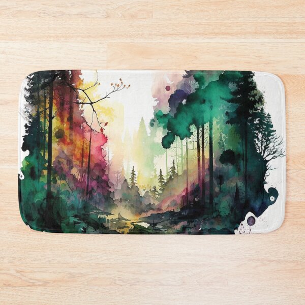 Item preview, colorful forest watercolor painting designed and sold by shokA Design.