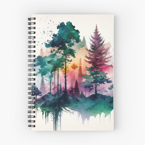 Artikelvorschau, bunte Wald Aquarellmalerei entworfen und verkauft von shokA Design.