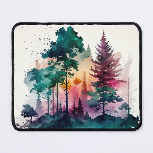Item preview, colorful forest watercolor painting designed and sold by shokA Design.