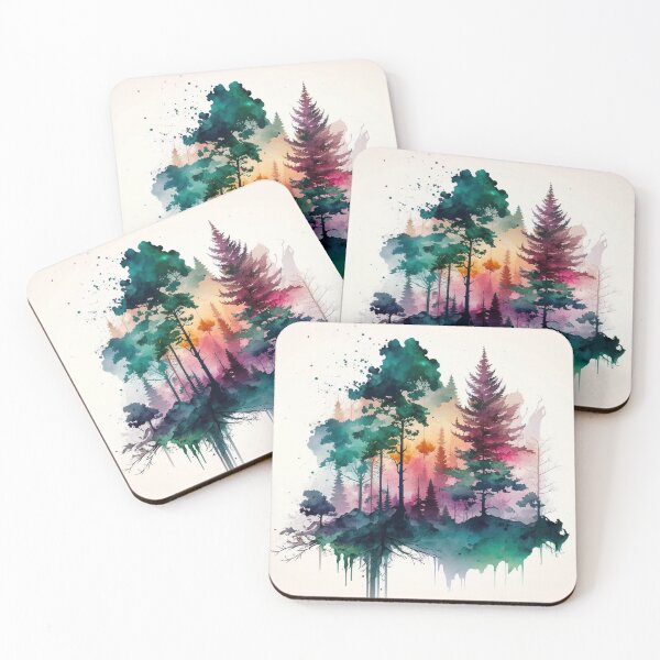 Item preview, colorful forest watercolor painting designed and sold by shokA Design.