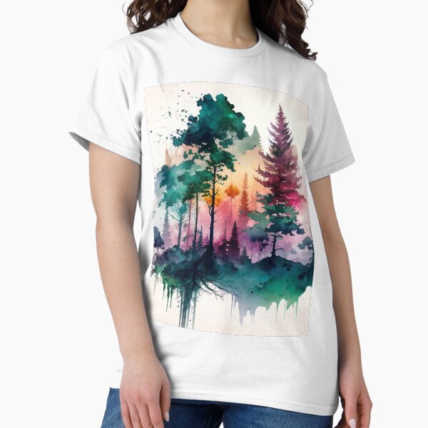 Item preview, colorful forest watercolor painting designed and sold by shokA Design.