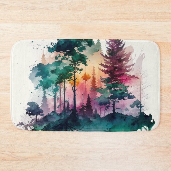 Item preview, colorful forest watercolor painting designed and sold by shokA Design.