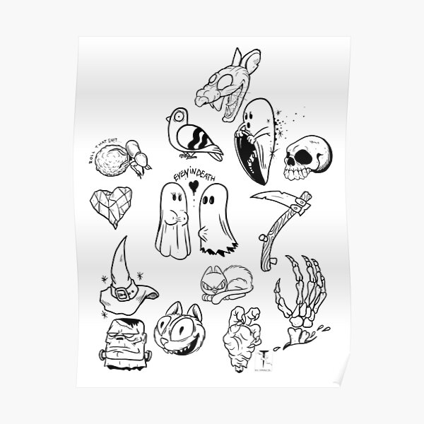 Premium Vector  Old school tattoo elements cartoon tattoos in funny style  vector illustration