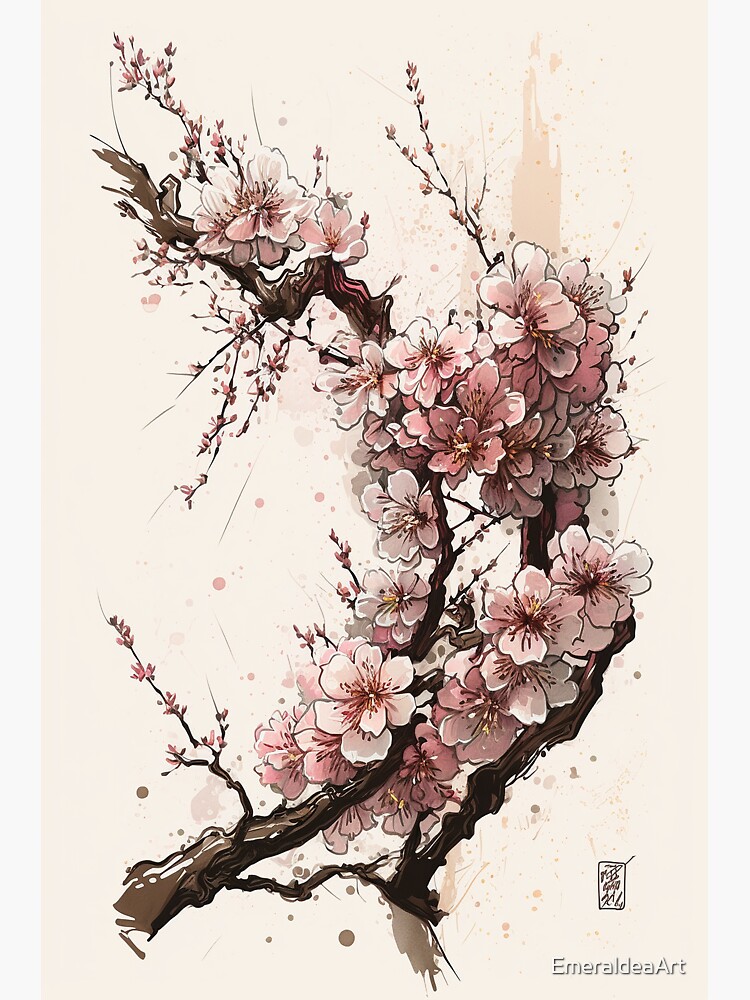 Sticker for Sale avec l'œuvre « fleur de cerisier branche d'arbre
