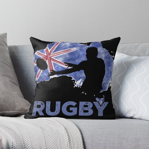 Australia Vintage Rugby Silhouette Player with map and flag Throw Pillow