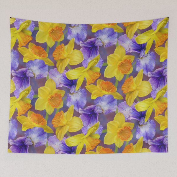 Item preview, Iris And Daffodil Repeated Pattern Surface Seamless Design  designed and sold by Tina Veenstra.