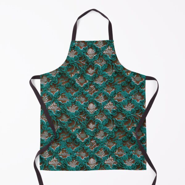 Item preview, Fluffy green floral pattern with brown squares designed and sold by YeKnot.
